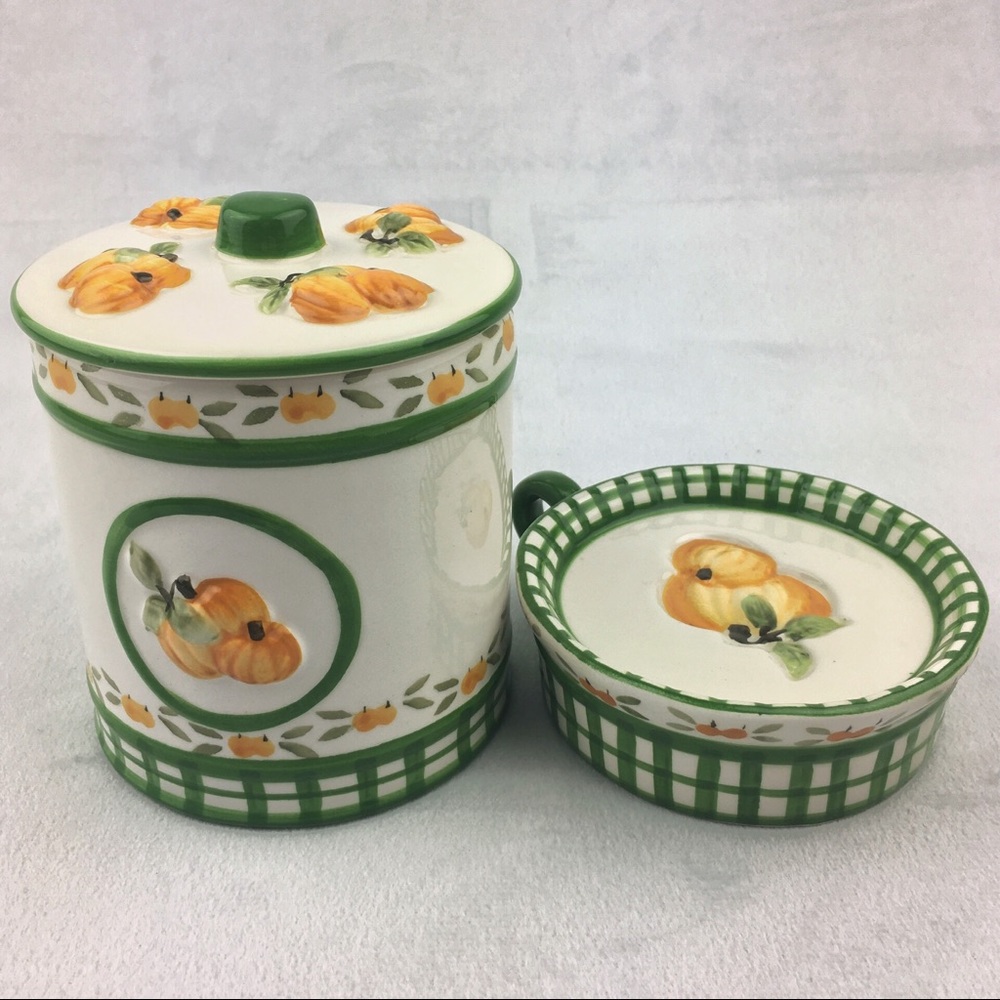 Pumpkin Fall Gingham Candle Tray & Container